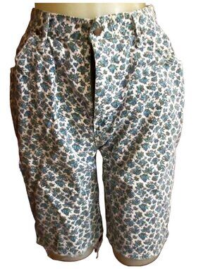 Vintage 27" Small 1950's Shorts Floral Print High-Waisted Womens Frayed Hem